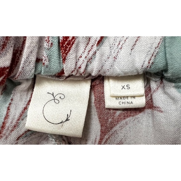 Eloise Pants Women 1 Mustard Yellow Grey Floral Print Smocked Elastic Cotton - Picture 2 of 16